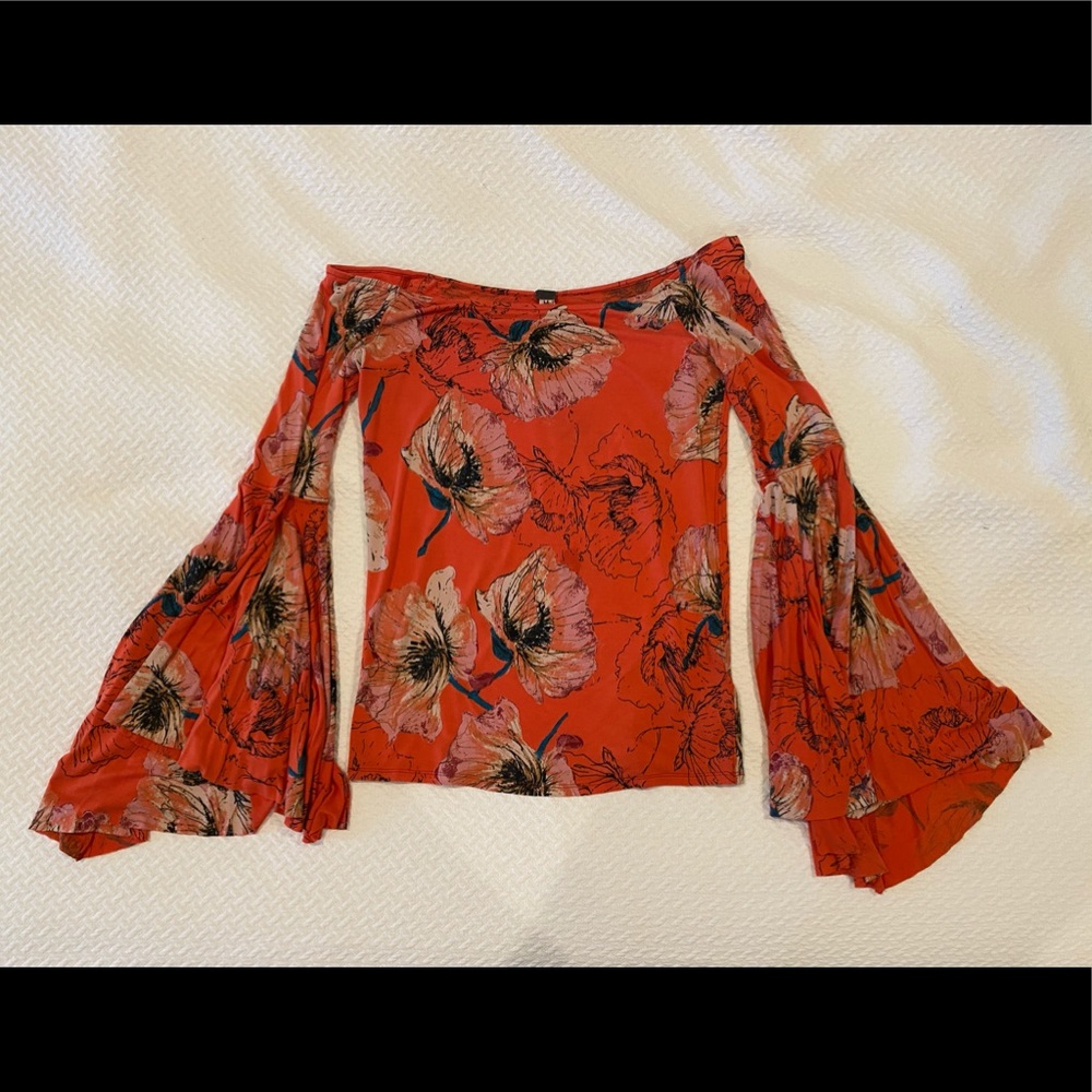 Free people off the shoulder bell sleeved top